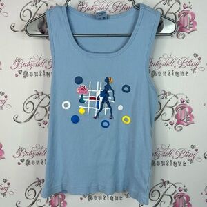 Request tank top high heels lingerie doll Chic Light Blue Graphic Tank Top y2k